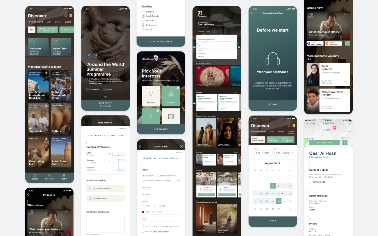 Travel app screens
