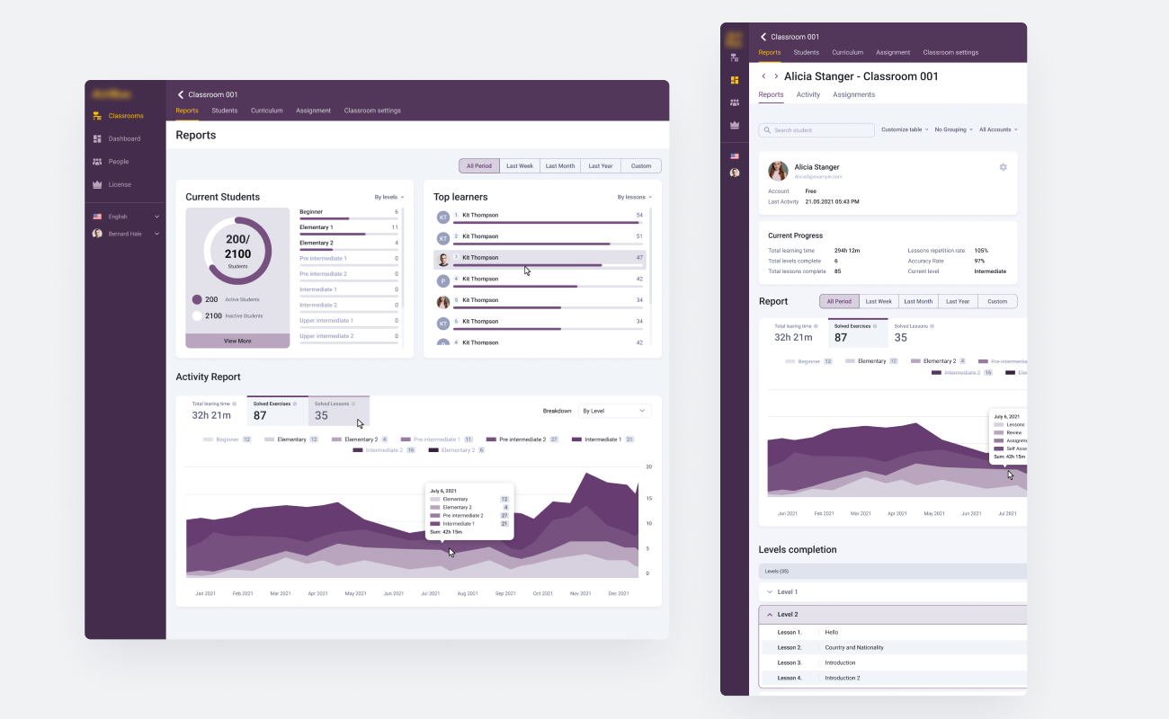 LMS — teacher dashboard and student management