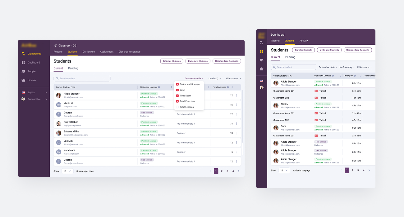 LMS — teacher dashboard and student management
